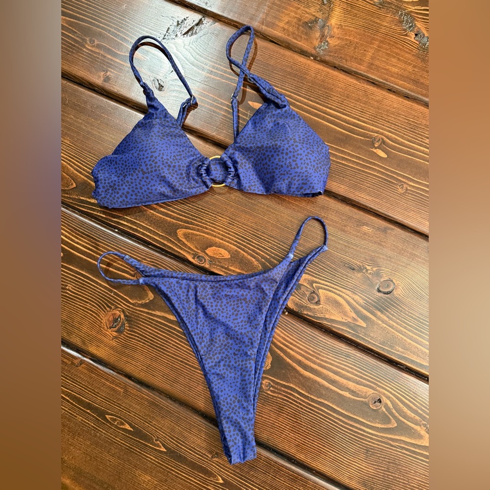 Blue with black Bikini Set
